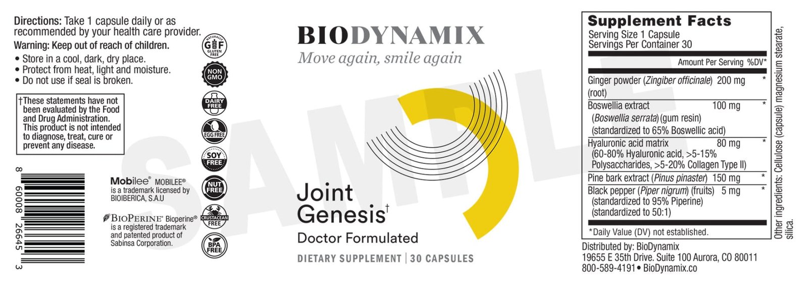 Joint Genesis product label
